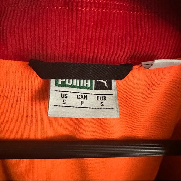 Puma Black Corduroy Patch Jacket with Red Collar and Striped Accents Size Small - Picture 2 of 4